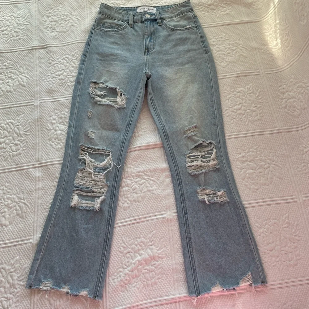Buckle FLYING MONKEY Vintage Cropped Straight Jean Distressed Windfall 23 - Picture 5 of 14